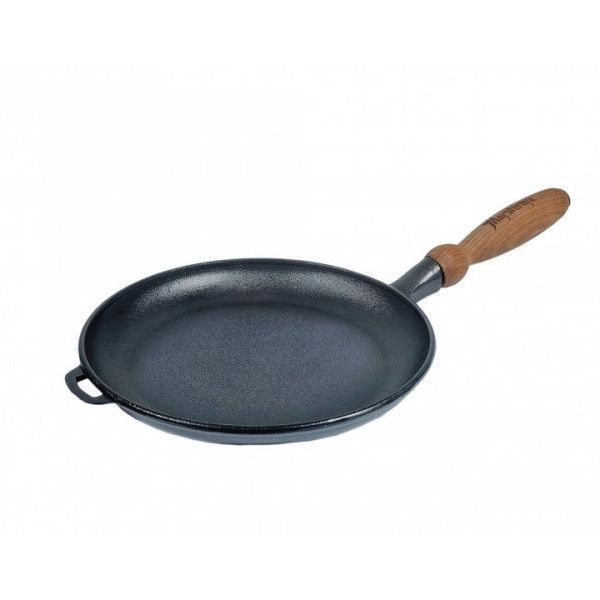 Cast Iron Crepe Pan &Oslash;22 cm, Depth 2.5 cm, 1.8 kg, with Wooden Handle, Ливарний чавун, 220