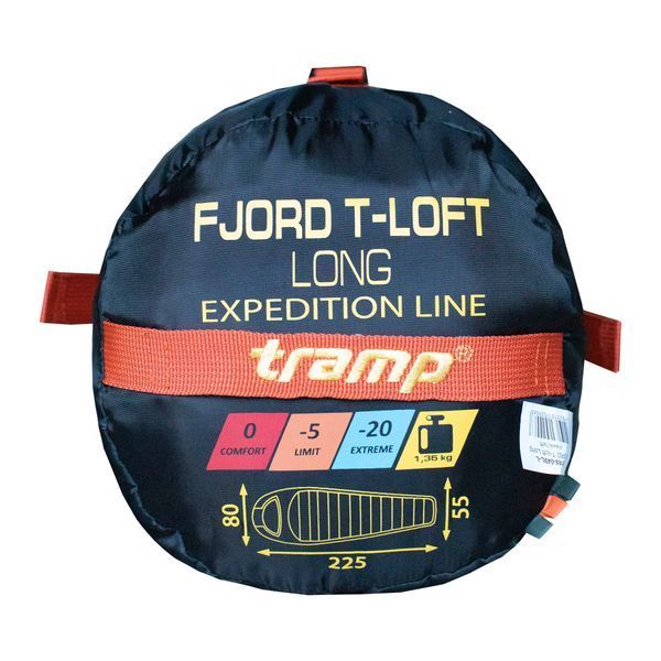 Спальный мешок Tramp Fjord Long кокон правый orange/grey 225/80-55 UTRS-049L