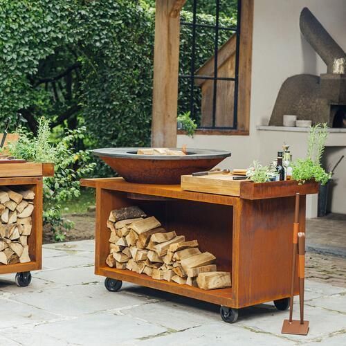 Дров'яний гриль-вогнище Ofyr Island Corten 100 PRO Teak Wood
