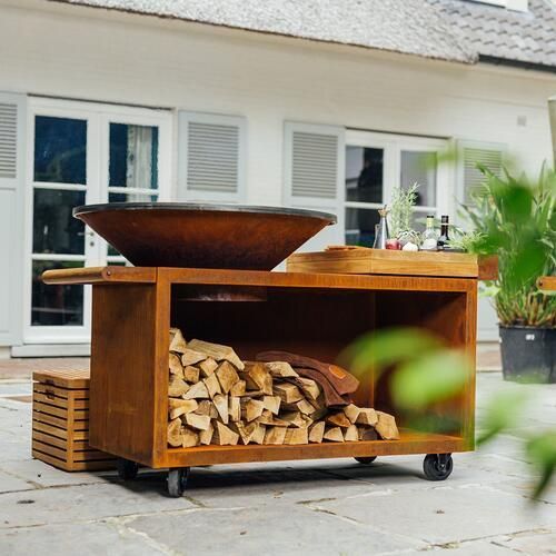 Дров'яний гриль-вогнище Ofyr Island Corten 100 PRO Teak Wood