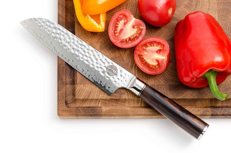 GRILLI Professional Damascus Steel Santoku Knife 18 cm, 88871