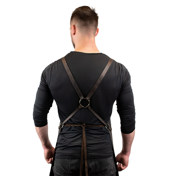 Daddy Smoke Leather Chef's Apron, Dark Brown