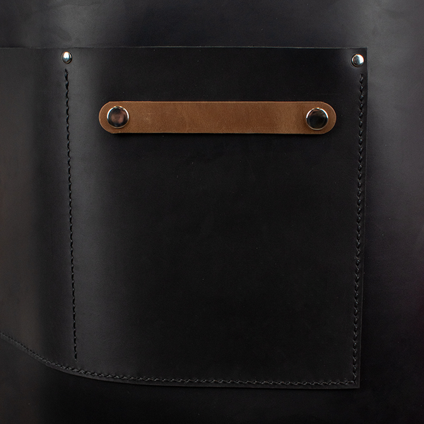 Daddy Smoke Leather Chef's Apron, Black with Dark Brown