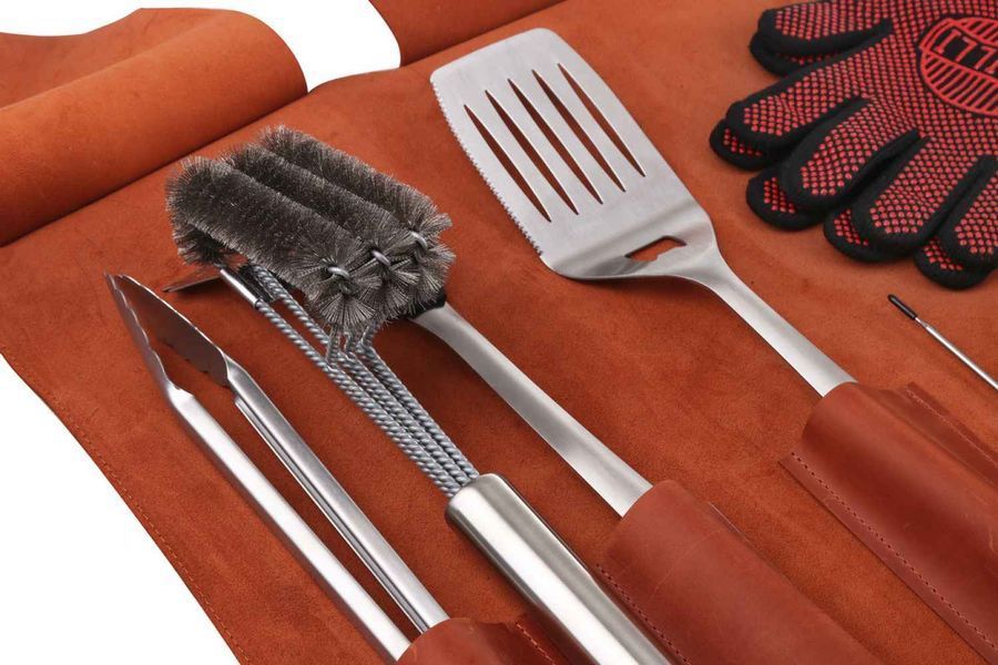 Акція! Скрутка ТОП 10 аксесуарів для барбекю шкіряна GRILLI 888044