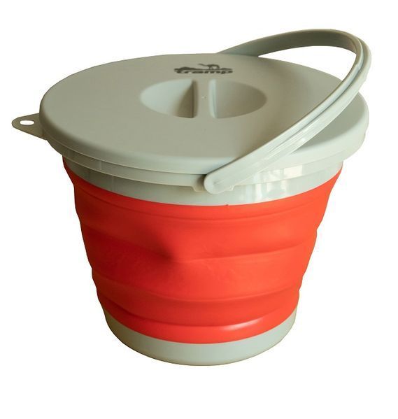 TRAMP Collapsible Silicone Bucket with Lid 5 L, Red, Красный, харчовий силікон, поліпропілен