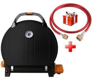 КОМПЛЕКТ Портативний переносний газовий гриль O-GRILL 900, чорний + шланг в подарунок!