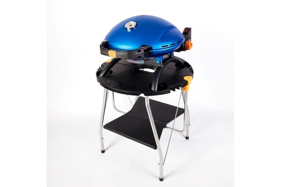 КОМПЛЕКТ Портативный переносной газовый гриль O-GRILL 900, синий + шланг в подарок!